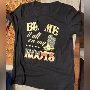 Black Graphic T-Shirt with Western Print